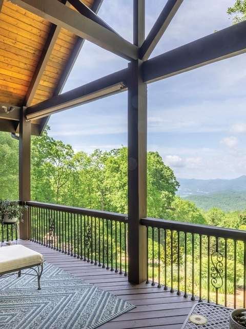 Covered mountain-view porch of one of Rachel's listings